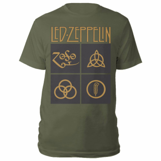 Tričko Led Zeppelin - Gold Symbols in Black Square