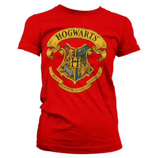 Dámske tričko Harry Potter - Hogwarts Crest (Červené)