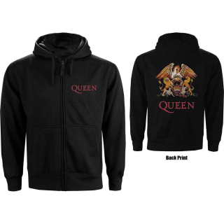 Mikina so zipsom Queen - Classic Crest (čierna)