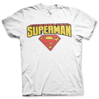 Tričko Superman - Blockletter Logo (Biele)